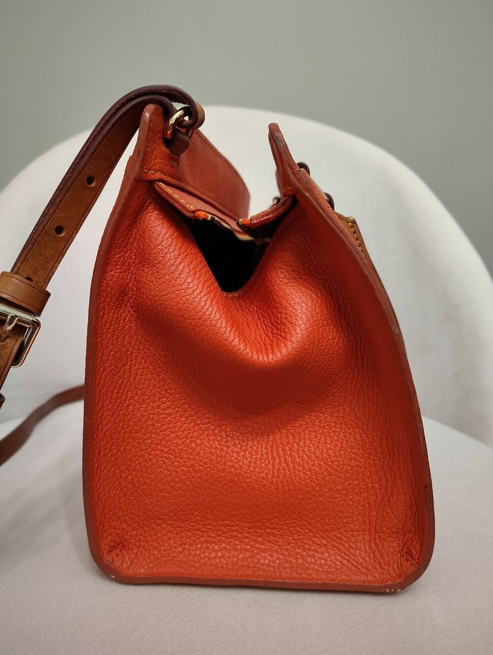 Dooney&Bourke Orange Pebble Grain Leather Blair Bag Satchel EUC - Picture 13 of 16